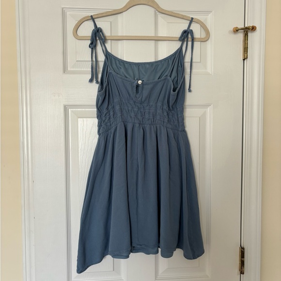 Altar’d State Bow Tie Mini Dress | L | Slate Blue | Great Condition - Picture 4 of 5